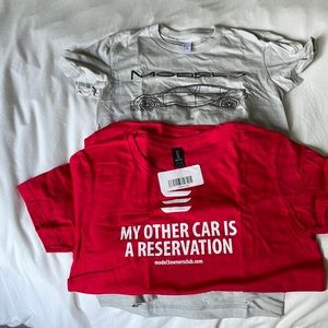 Two Tesla model 3 T-shirts